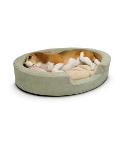 K&H Pet Products Thermo Snuggly Sleeper Oval Pet Bed Large Sage 31" x 24" x 5.5"