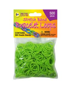 Pepperell Stretch Band Bracelet Loops 500/Pkg-Neon Green
