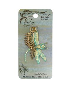Vintaj Metal Accents-Dragonfly Fern 25mm To 34.9mm 3/Pkg