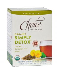 Choice Organic Teas - Organic Simply Detox Tea - 16 Bags - Case of 6