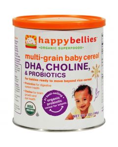 Happy Baby Happy Bellies DHA Pre and Probiotics Plus Choline Organic MultiGrain Cereal - Case of 6 - 7 oz