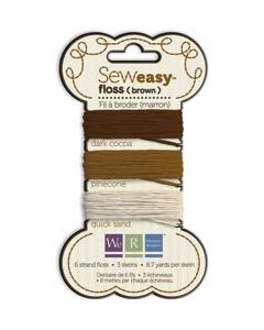 We R Memory Keepers Sew Easy Solid 6-Strand Floss 8.7yd 3/Pkg-Brown