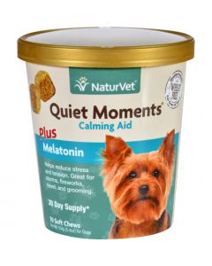 NaturVet Calming Aid - Plus Melatonin - Quiet Moments - Dogs - Cup - 70 Soft Chews