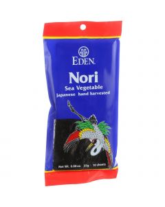 Eden Foods Nori - Sea Vegetable - Cultivated - Untoasted - .88 oz - Case of 6