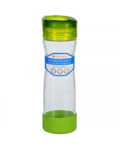 Full Circle Home Water Bottle - Travel - Glass - Hydrate Mate - Green Slate - 16 oz