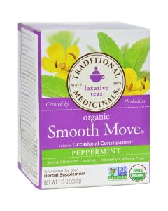 Traditional Medicinals Organic Smooth Move Peppermint Herbal Tea - 16 Tea Bags - Case of 6