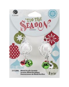 Cousin Tis The Season Accents-Silver & White Drops W/Bells 2/Pkg