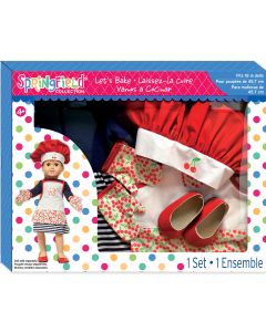 Fibre Craft Springfield Collection Let's Bake Gift Set-Blue Dress, Red Hat & White Apron