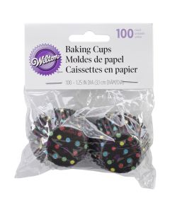 Wilton Mini Baking Cups-Black W/Neon 100/Pkg