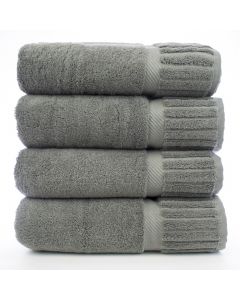 Bare Cotton Luxury Hotel & Spa Towel 100% Genuine Turkish Cotton Bath Towels - Gray - Piano  - Set of 4