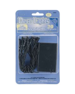 Darice Deco Lights Battery Operated Teeny Bulbs - 20 Bulbs-Multicolored Lights, Green Cord