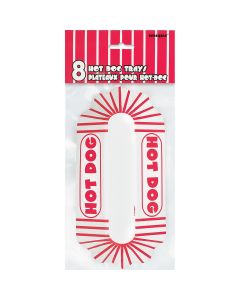 Unique Industries Paper Hot Dog Trays 8"X4" 8/Pkg-