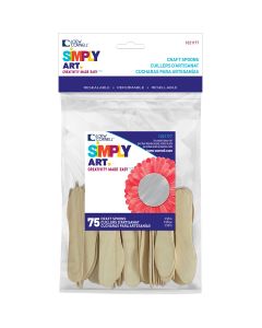 Loew-Cornell Simply Art Wood Craft Spoons-Natural 3.625" 75/Pkg