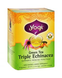 Yogi Triple Echinacea Herbal Green Tea - 16 Tea Bags - Case of 6