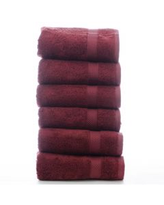 Bare Cotton Luxury Hotel & Spa Towel 100% Genuine Turkish Cotton Hand Towels - Cranberry - Bamboo  - Set of 6
