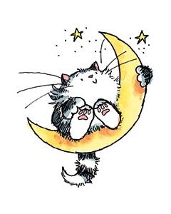 Penny Black Mounted Rubber Stamp 2.5"X3"-Cat On The Moon