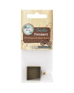 BCI Crafts Bottle Cap Inc Vintage Square Pendant .75" 1/Pkg-Antique Gold