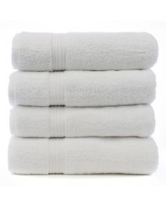 Bare Cotton Eco Cotton Bath Towels - White - Dobby Border  - Set of 4