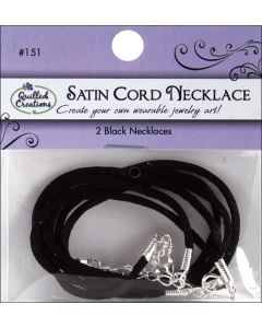 Quilled Creations Necklace Cording 16" W/2" Extenders 2/Pkg-Black Satin