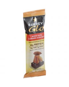 Raw Revolution Glo Bar - Mixed Nuts - Caramel and Sea Salt - 1.6 oz - Case of 12