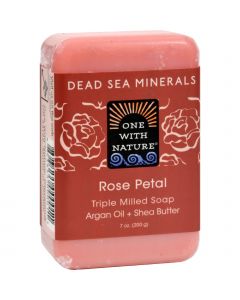 One With Nature Dead Sea Mineral Rose Petal Soap - 7 oz