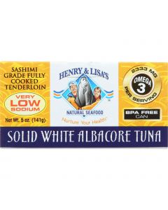 Henry & Lisa Natural Seafood Henry and Lisa Natural Seafood Tuna - Solid White Albacore - No Salt Added - 5 oz - case of 12