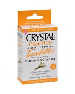 Crystal Essence Mineral Deodorant Towelettes Chamomile and Green Tea - 6 Towelettes