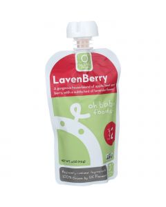 Oh Baby Foods Organic Baby Food - Textured Puree - Level 2 - LavenBerry - 4 oz - Case of 6