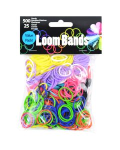 Midwest Design Loom Bands 500/Pkg W/25 Clasps-Primary Assortment