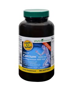 Phyto-Therapy Liquid Calcium with Magnesium - 1000 mg - 180 Softgels