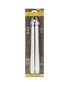 Darice LED Taper Candles W/Timer 11" 2/Pkg-White