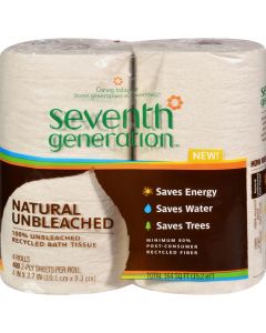 Seventh Generation Bathroom Tissue - 2 ply Natural Unbleached - 4 ct 400 sheet rolls - Case of 12