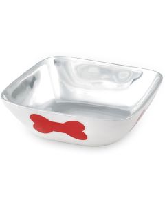 Buddy's Line Cast Aluminum Pet Bowl 18oz-Ivory W/Red Bone
