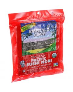 Emerald Cove Organic Pacific Sushi Nori - Toasted - Silver Grade - 50 Sheets - Case of 4