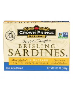 Crown Prince Brisling Sardines In Mustard - Case of 12 - 3.75 oz.