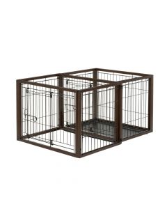 Richell Flip To Play Pet Crate Small Brown 31.9" x 23.4" x 24.4