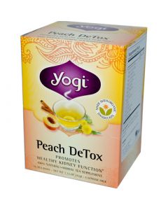 Yogi Detox Herbal Tea Caffeine Free Peach - 16 Tea Bags - Case of 6