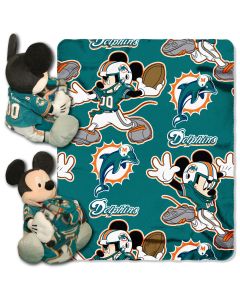 The Northwest Company Dolphins -Disney 40x50 Fleece Throw w/ 14" Plush Mickey Hugger