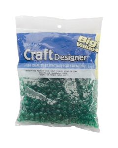 Darice Pony Beads 6mmX9mm 720/Pkg-Transparent Xmas Green