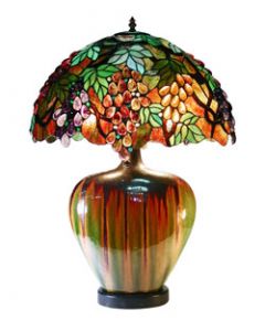 Warehouse of Tiffany Tiffany Style Grape Lamp With Ceramic Base