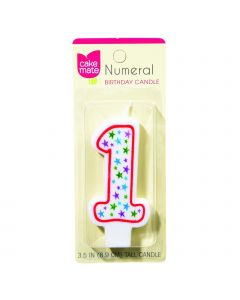 Cake Mate Birthday Party Candle - Numeral - 1 - 3 in - 1 Count - Case of 6