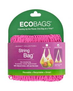 ECOBAGS String Bag - Long Handle Fuscia - 8 in x 8 in - Case of 10