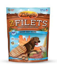 Zuke's Z-Filets Select Grain Free Dog Treat Grilled Beef 3.25 oz.