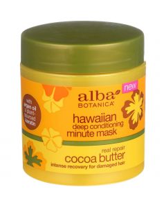 Alba Botanica Deep Conditioning Minute Mask - Hawaiian - Real Repair Cocoa Butter - 5.5 oz