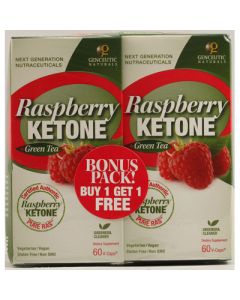 Genceutic Naturals Raspberry Ketone plus Green Tea BONUS PACK - 60 Vcaps Each / Pack of 2