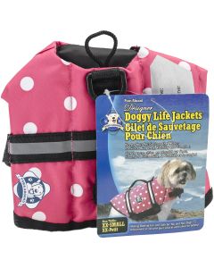 Fido Pet Products Paws Aboard Doggy Life Jacket XXS-Pink Polka Dot