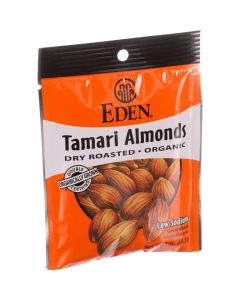 Eden Foods Organic Pocket Snacks - Tamari Almonds - Dry Roasted - 1 oz - Case of 12