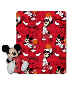 The Northwest Company Bulls -Disney 40x50 Fleece Throw w/ 14" Plush Mickey Hugger