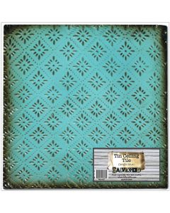 BCI Crafts Salvaged Tin Ceiling Tile 12"X12"-Bright Blue Rosette