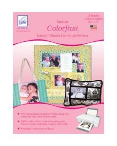 June Tailor Colorfast Sew-In Ink Jet Fabric Sheets 8.5"X11" 3/Pkg-Cream